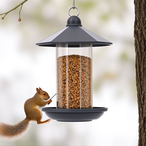Hanging feeder with squirrel-resistant mechanism