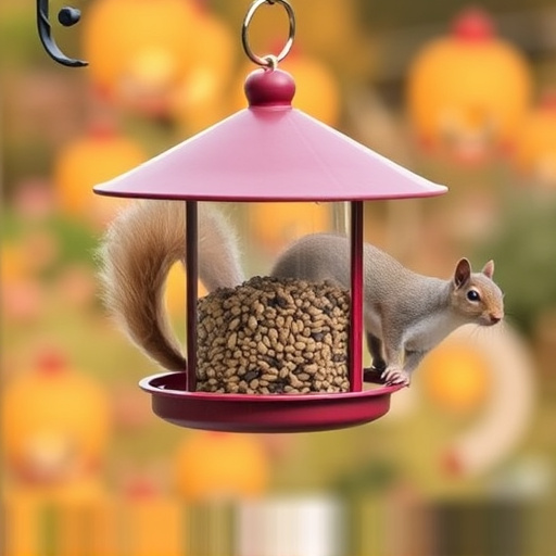 Hanging feeder with squirrel-resistant mechanism
