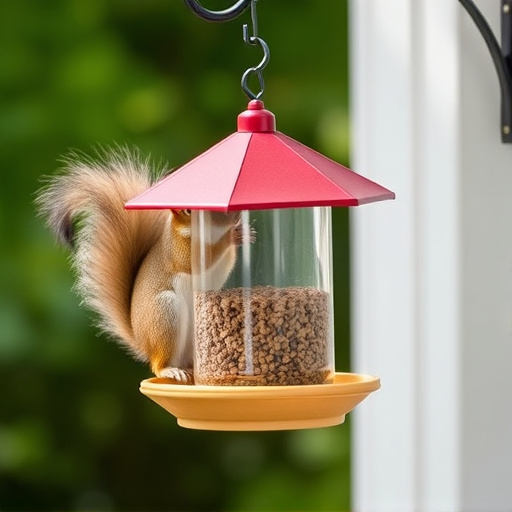 Hanging feeder with squirrel-resistant mechanism