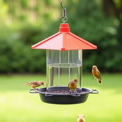 Hanging feeder with waste-catching tray