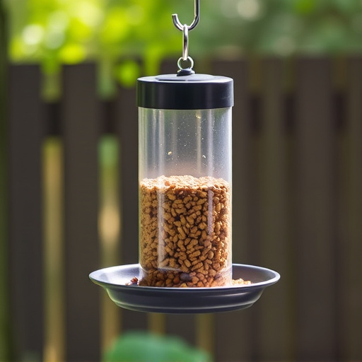 Hanging feeder with waste-catching tray