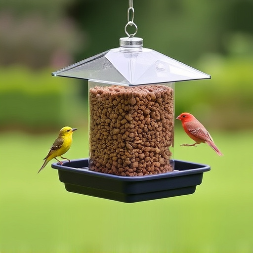 Hanging feeder with waste-catching tray