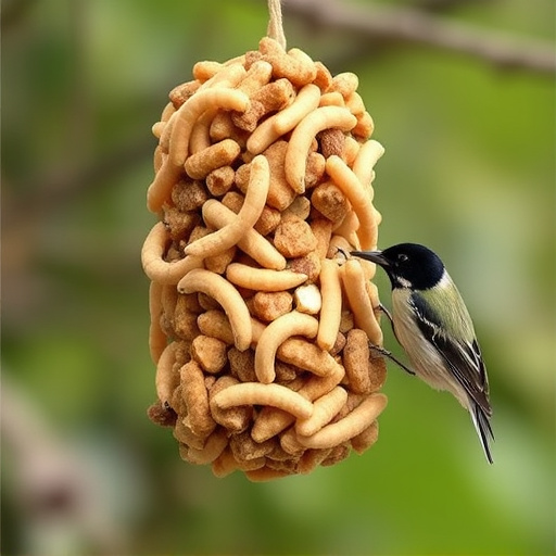 Hanging suet pellets with mealworm pieces