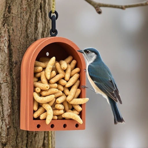 Hanging suet pellets with mealworm pieces