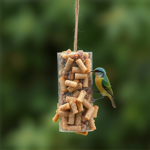 Hanging suet pellets with mealworm pieces