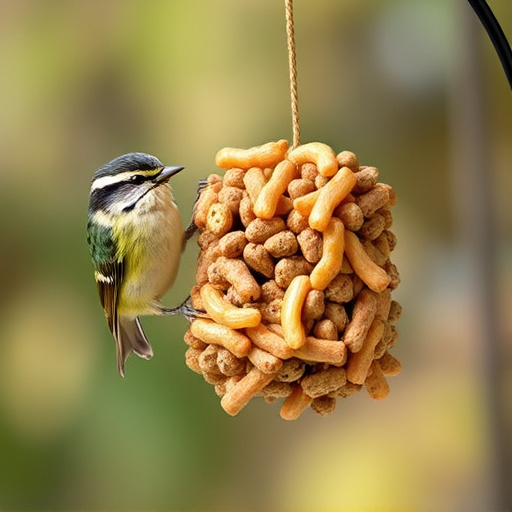 Hanging suet pellets with mealworm pieces