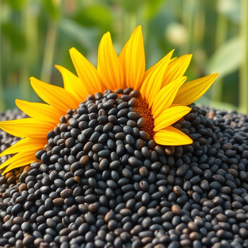 Heap of black oil sunflower seeds