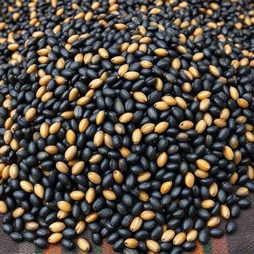 Heap of black oil sunflower seeds