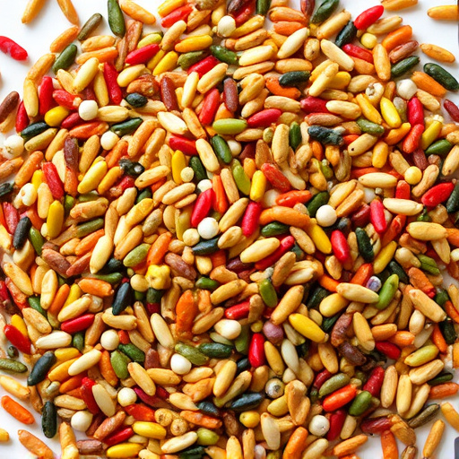 Heap of colourful wild bird seeds