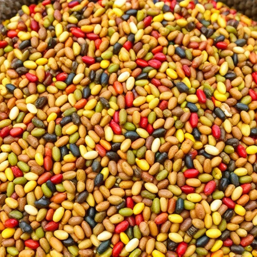 Heap of colourful wild bird seeds