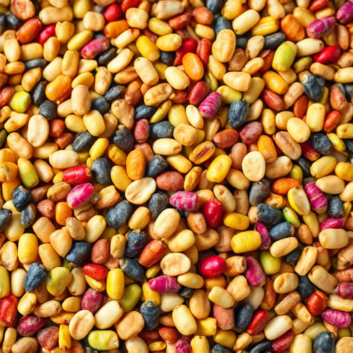 Heap of colourful wild bird seeds