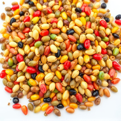 Heap of colourful wild bird seeds