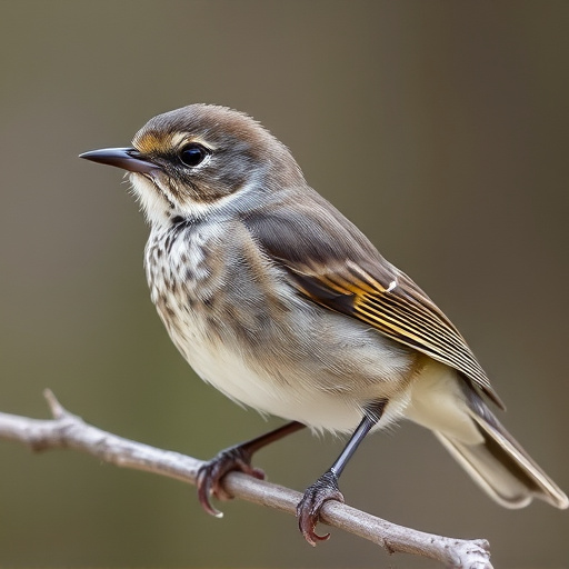 Juvenile robin with speckled chest feathers