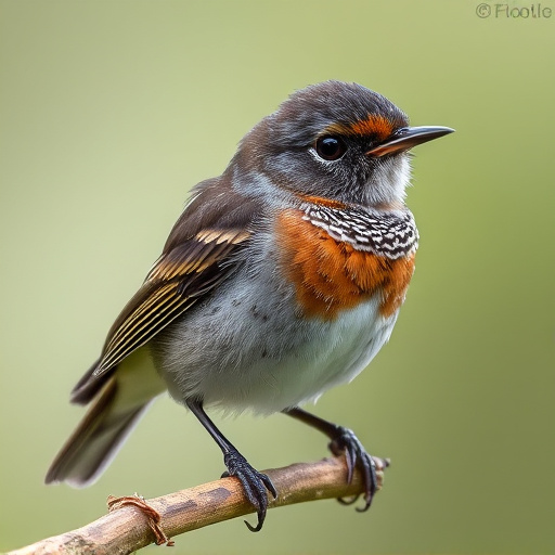 Juvenile robin with speckled chest feathers