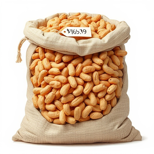 Large sack of peanuts with price tag