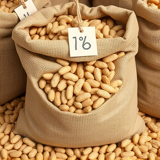 Large sack of peanuts with price tag