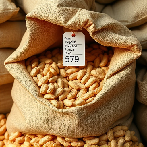 Large sack of peanuts with price tag
