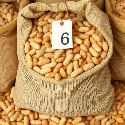 Large sack of peanuts with price tag