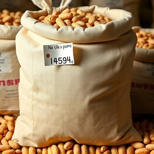 Large sack of peanuts with price tag