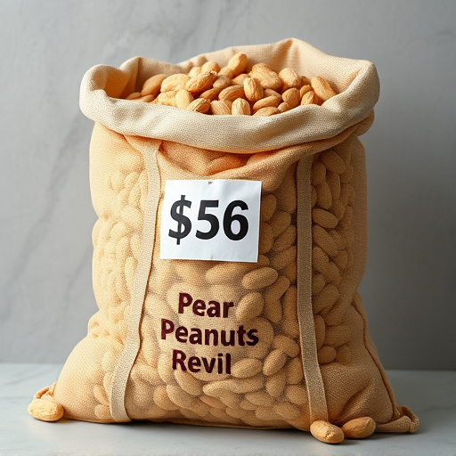Large sack of peanuts with price tag