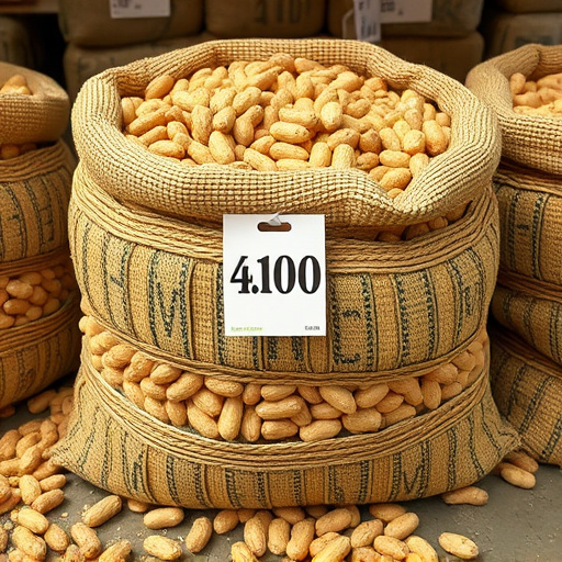 Large sack of peanuts with price tag