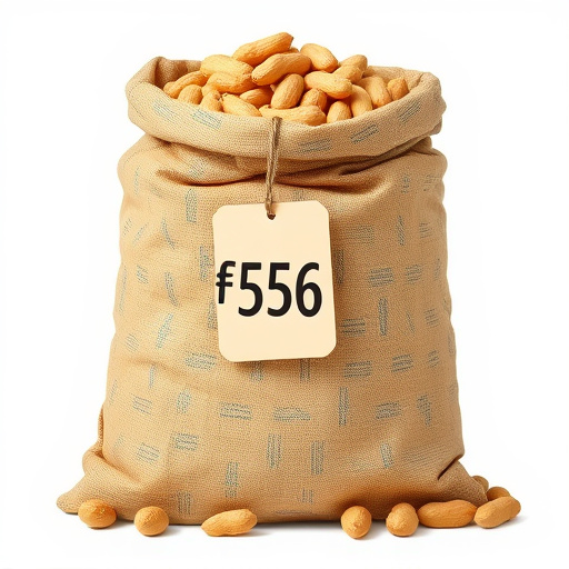 Large sack of peanuts with price tag