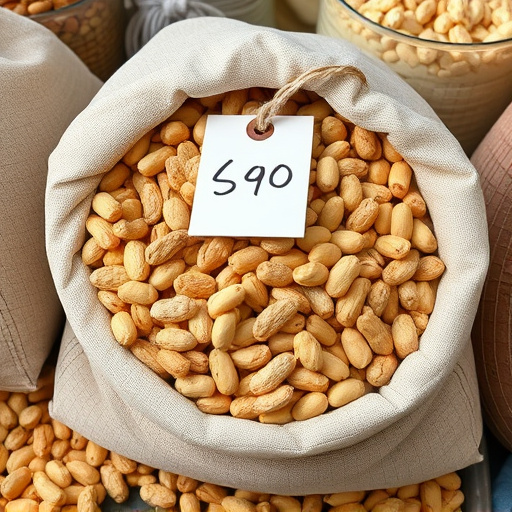 Large sack of peanuts with price tag