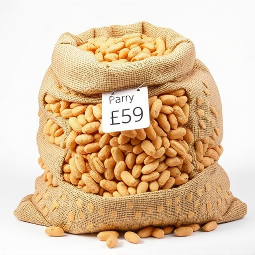 Large sack of peanuts with price tag