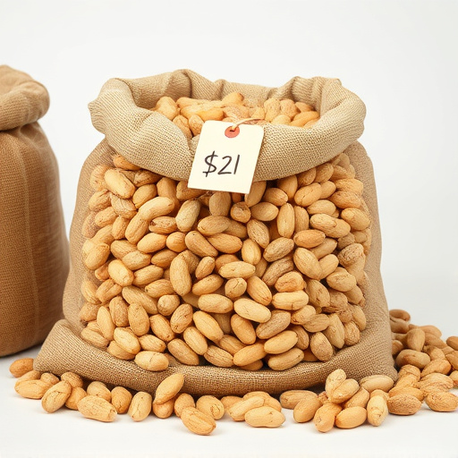 Large sack of peanuts with price tag