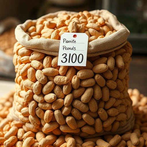 Large sack of peanuts with price tag