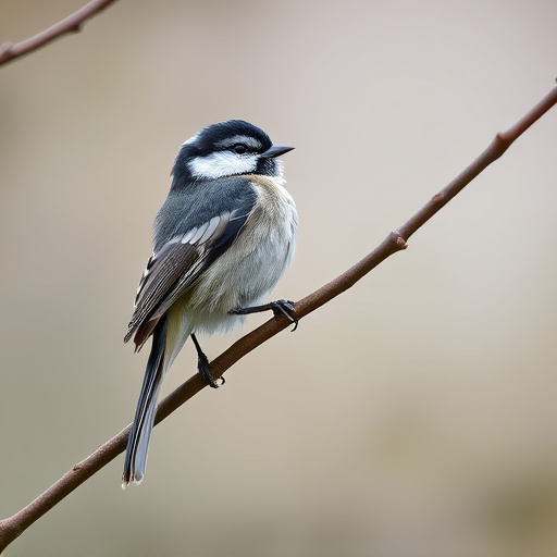 Long-tailed tit on tree branch