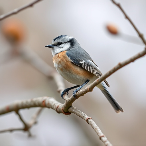 Long-tailed tit on tree branch