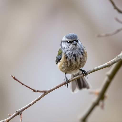 Long-tailed tit on tree branch