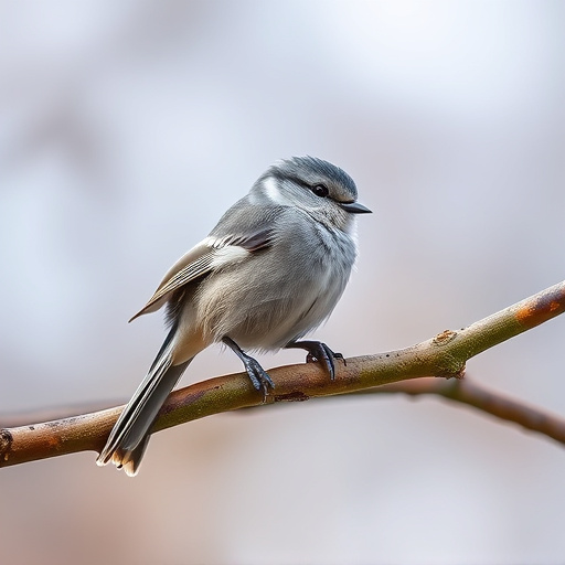 Long-tailed tit on tree branch