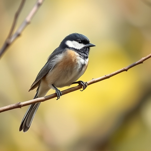 Long-tailed tit on tree branch