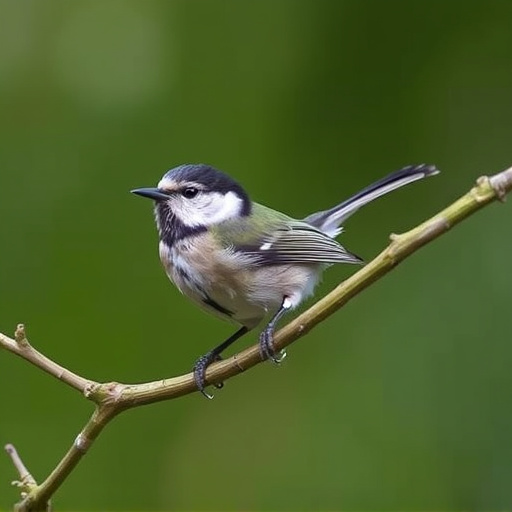 Long-tailed tit on tree branch