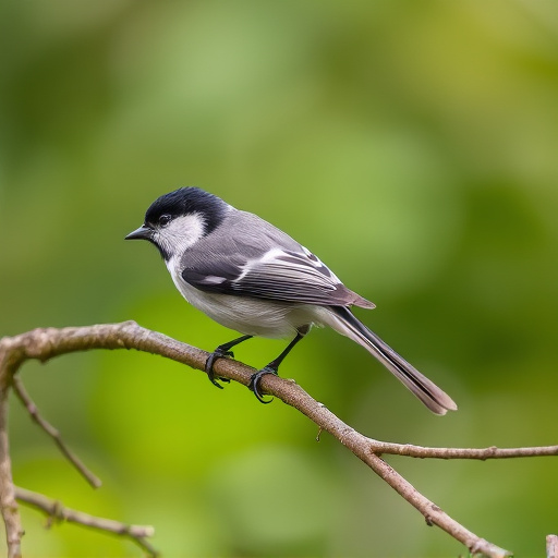 Long-tailed tit on tree branch