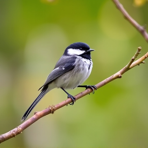 Long-tailed tit on tree branch