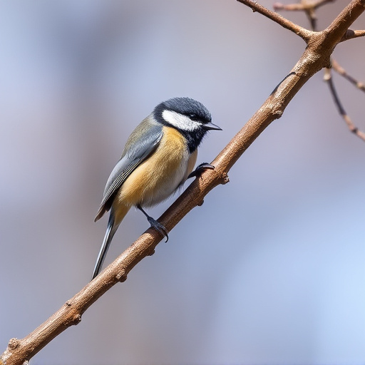 Long-tailed tit on tree branch