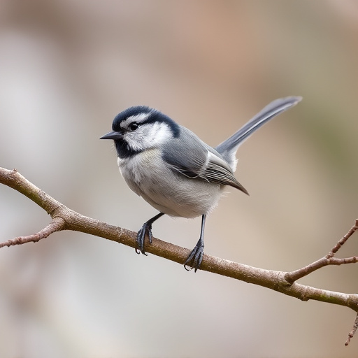 Long-tailed tit on tree branch