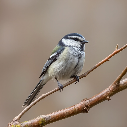 Long-tailed tit on tree branch