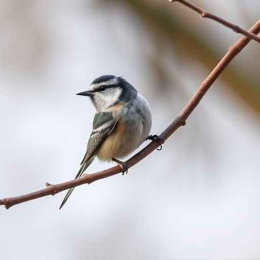 Long-tailed tit on tree branch