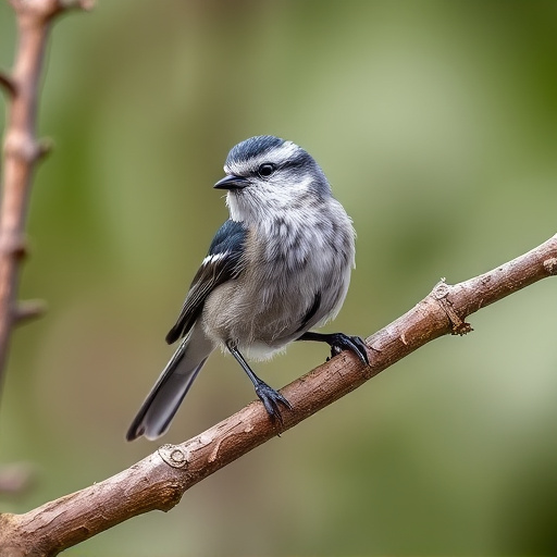 Long-tailed tit on tree branch