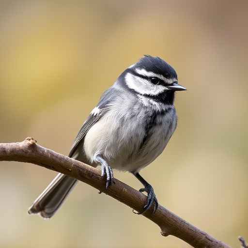 Long-tailed tit on tree branch