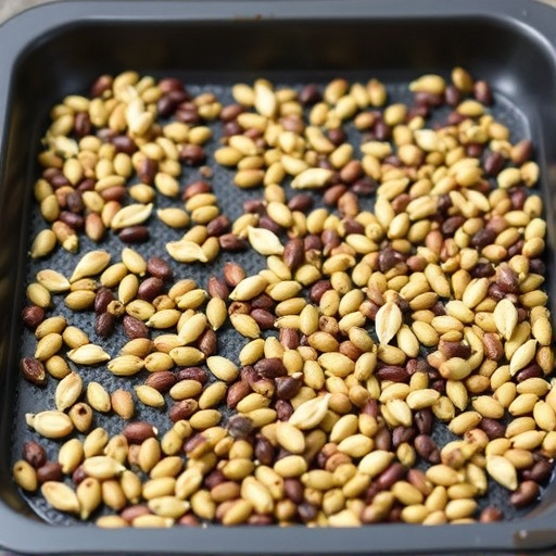Low feeder tray with scattered seeds