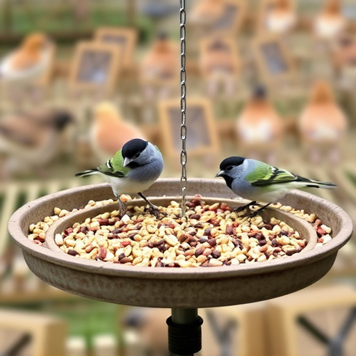 Low platform feeder with scattered seed mix