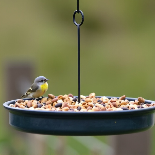Low platform feeder with scattered seed mix