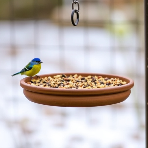 Low platform feeder with scattered seed mix