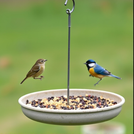 Low platform feeder with scattered seed mix