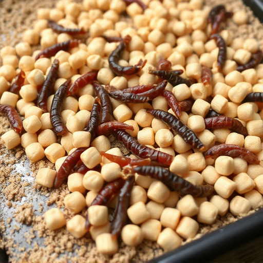 Mealworm-filled suet pellets on tray